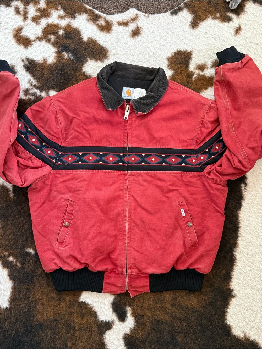 Vintage 90s Carhartt Aztec Santa Fe Bomber Jacket